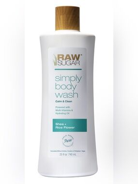 Raw Sugar Simply Body Wash Shea Rice Flower Calm & Clean Vegan Sulfate Free New